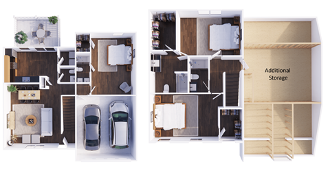 Floor plan for 3 beds, 3.5 baths, 2400 sqft